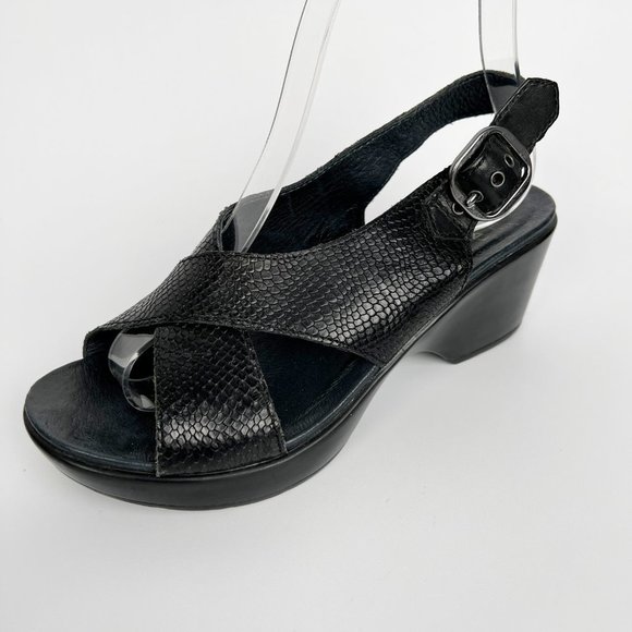 Dansko Jacinda Wedge Sandal Platform Medium High Heel Leather Comfortable Light - Picture 10 of 11